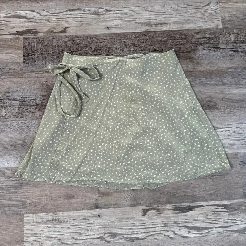 Brandy Melville Sage Floral Wrap Mini Skort Coquette Italian Made